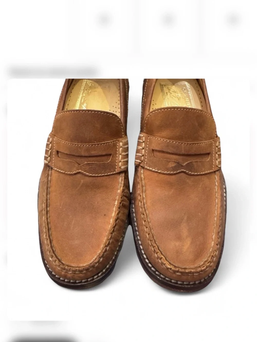 Leather Penny Loafers Moccasin Shoes Men 7.5 back to school Sperry Gold cup